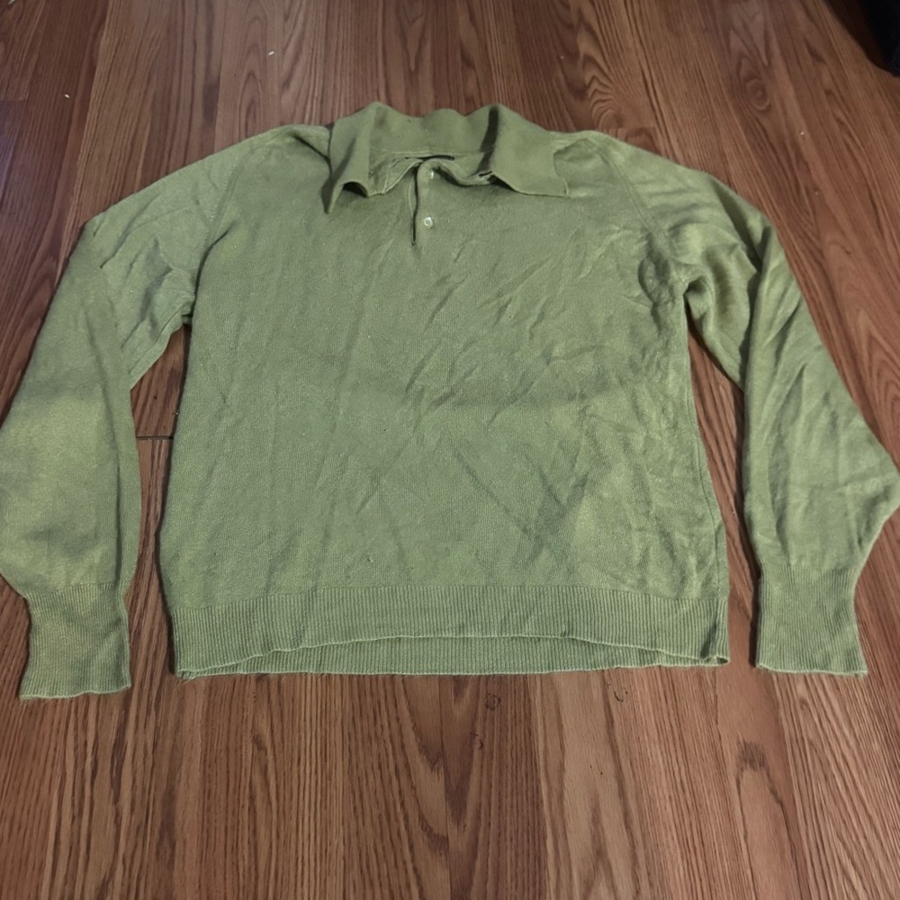 Vintage‎ Sears Green Men’s Long Sleeve Polo Sweater Size S Preppy Retro Y2k